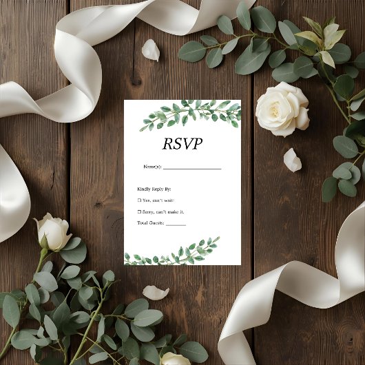 Elegant Eucalyptus Greenery Wedding RSVP Card