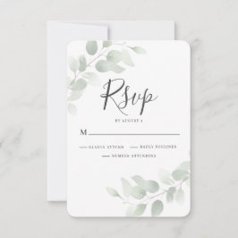 Elegant Eucalyptus Greenery Wedding RSVP Card Kaartje