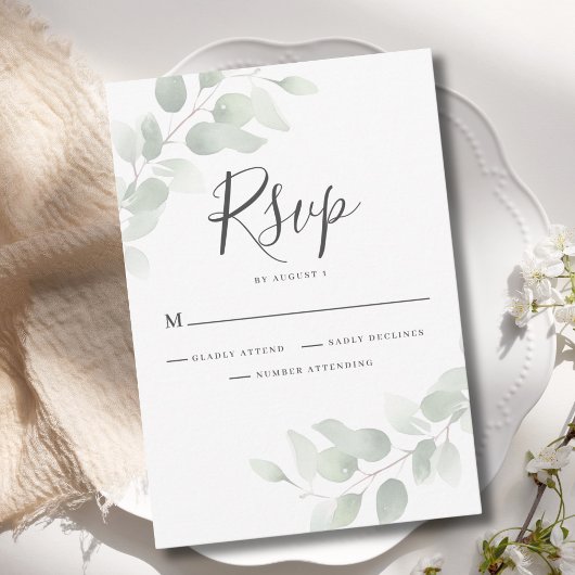 Elegant Eucalyptus Greenery Wedding RSVP Card Kaartje