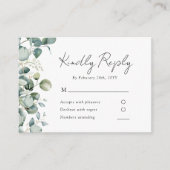 Elegant Eucalyptus Greenery Wedding RSVP Informatiekaartje (Voorkant)