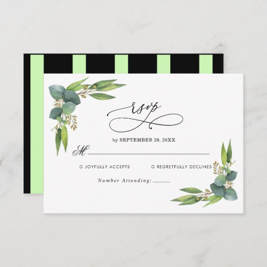 Elegant Eucalyptus greenery Wedding RSVP Kaart (Voorkant / Achterkant)