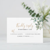Elegant  Eucalyptus Greenery Wedding  RSVP Kaartje (Staand voorkant)