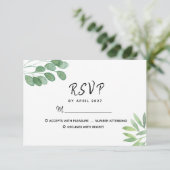 Elegant Eucalyptus Greenery Wedding RSVP Kaartje (Staand voorkant)