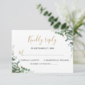 Elegant  Eucalyptus Greenery Wedding RSVP Kaartje (Staand voorkant)