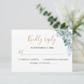 Elegant  Eucalyptus Greenery Wedding RSVP Kaartje (Staand voorkant)
