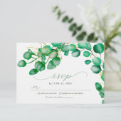 Elegant Eucalyptus Greenery Wedding RSVP Kaartje (Staand voorkant)