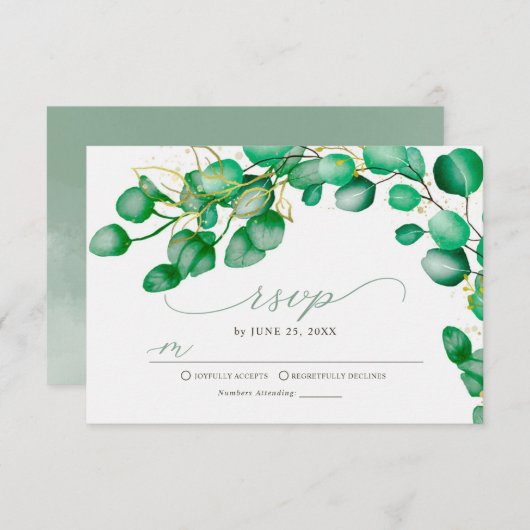 Elegant Eucalyptus Greenery Wedding RSVP Kaartje (Voorkant / Achterkant)