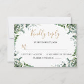 Elegant  Eucalyptus Greenery Wedding  RSVP Kaartje (Voorkant)