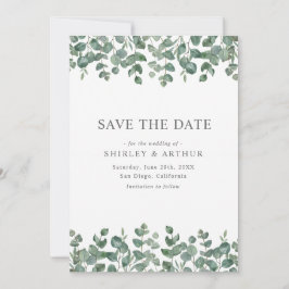Elegant  Eucalyptus Greenery Wedding Save The Date