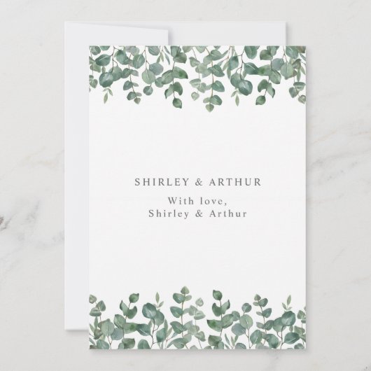 Elegant  Eucalyptus Greenery Wedding Save The Date (Achterkant)