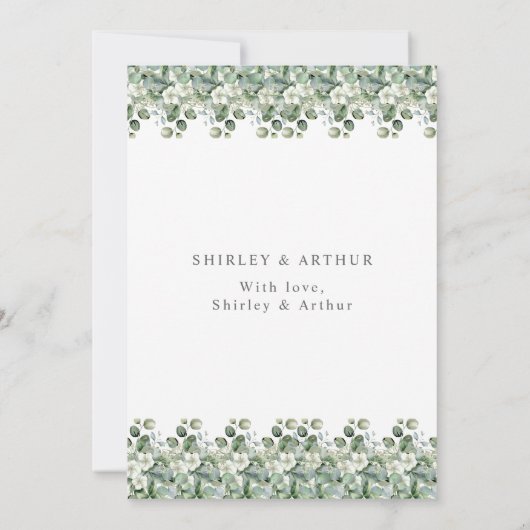 Elegant Eucalyptus Greenery Wedding Save The Date (Achterkant)