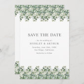 Elegant Eucalyptus Greenery Wedding Save The Date (Voorkant / Achterkant)