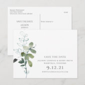 Elegant Eucalyptus Greenery Wedding Save the Date Aankondigingskaart (Voorkant / Achterkant)