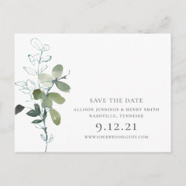 Elegant Eucalyptus Greenery Wedding Save the Date Aankondigingskaart
