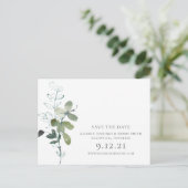 Elegant Eucalyptus Greenery Wedding Save the Date Aankondigingskaart (Staand voorkant)