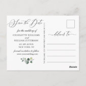 Elegant Eucalyptus Greenery Wedding Save the Date Briefkaart (Achterkant)