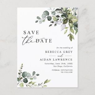 Elegant Eucalyptus Greenery Wedding Save the Date Briefkaart