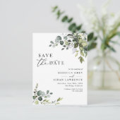 Elegant Eucalyptus Greenery Wedding Save the Date Briefkaart (Staand voorkant)