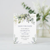 Elegant Eucalyptus Greenery Wedding Save the Date Briefkaart (Staand voorkant)