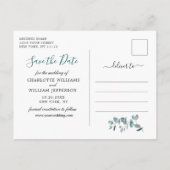 Elegant Eucalyptus Greenery Wedding Save the Date Briefkaart (Achterkant)