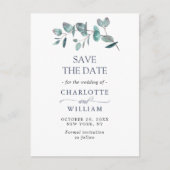 Elegant Eucalyptus Greenery Wedding Save the Date Briefkaart (Voorkant)