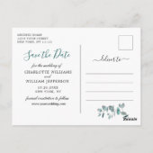 Elegant Eucalyptus Greenery Wedding Save the Date Briefkaart (Achterkant)