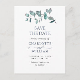 Elegant Eucalyptus Greenery Wedding Save the Date Briefkaart
