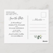 Elegant Eucalyptus Greenery Wedding Save the Date Briefkaart (Achterkant)