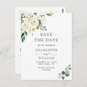 Elegant Eucalyptus Greenery Wedding Save the Date Briefkaart (Voorkant / Achterkant)