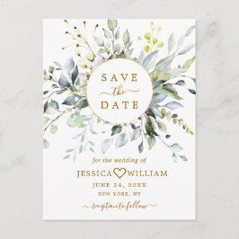 Elegant Eucalyptus Greenery Wedding Save the Date Briefkaart