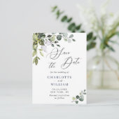 Elegant Eucalyptus Greenery Wedding Save the Date Briefkaart (Staand voorkant)