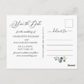 Elegant Eucalyptus Greenery Wedding Save the Date Briefkaart (Achterkant)