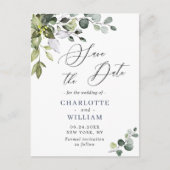 Elegant Eucalyptus Greenery Wedding Save the Date Briefkaart (Voorkant)