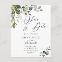 Elegant Eucalyptus Greenery Wedding Save the Date