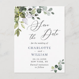 Elegant Eucalyptus Greenery Wedding Save the Date Briefkaart