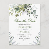 Elegant Eucalyptus Greenery Wedding Save the Date Briefkaart (Voorkant)