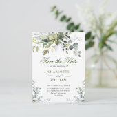 Elegant Eucalyptus Greenery Wedding Save the Date Briefkaart (Staand voorkant)