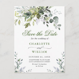 Elegant Eucalyptus Greenery Wedding Save the Date Briefkaart