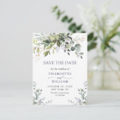 Elegant Eucalyptus Greenery Wedding Save the Date Briefkaart (Staand voorkant)