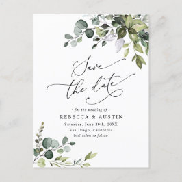 Elegant Eucalyptus Greenery Wedding Save the Date Briefkaart