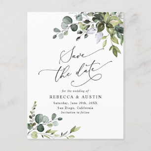 Elegant Eucalyptus Greenery Wedding Save the Date Briefkaart