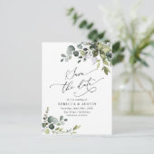 Elegant Eucalyptus Greenery Wedding Save the Date Briefkaart (Staand voorkant)