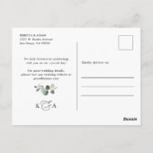 Elegant Eucalyptus Greenery Wedding Save the Date Briefkaart (Achterkant)