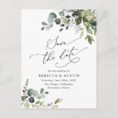 Elegant Eucalyptus Greenery Wedding Save the Date Briefkaart (Voorkant)