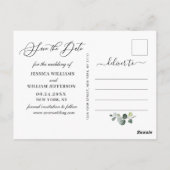 Elegant Eucalyptus Greenery Wedding Save the Date Briefkaart (Achterkant)