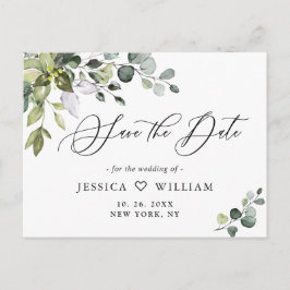 Elegant Eucalyptus Greenery Wedding Save the Date Briefkaart