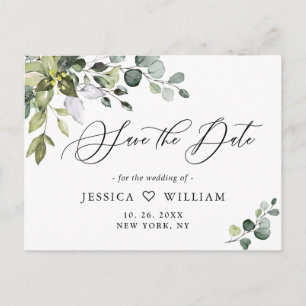 Elegant Eucalyptus Greenery Wedding Save the Date Briefkaart