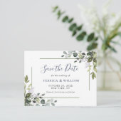 Elegant Eucalyptus Greenery Wedding Save the Date Briefkaart (Staand voorkant)