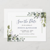 Elegant Eucalyptus Greenery Wedding Save the Date Briefkaart (Voorkant / Achterkant)