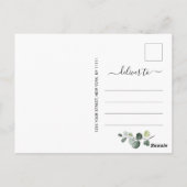 Elegant Eucalyptus Greenery Wedding Save the Date Briefkaart (Achterkant)